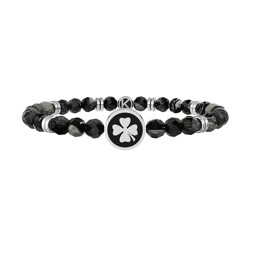 Bracciale KIDULT Symbols 732303 in acciaio e agata azzurra con cion