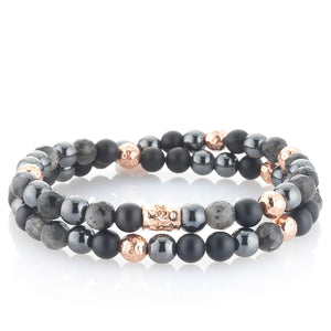 Bracciale Uomo Stone Double Black Argento ematite onice opaco Gerba Gioielli