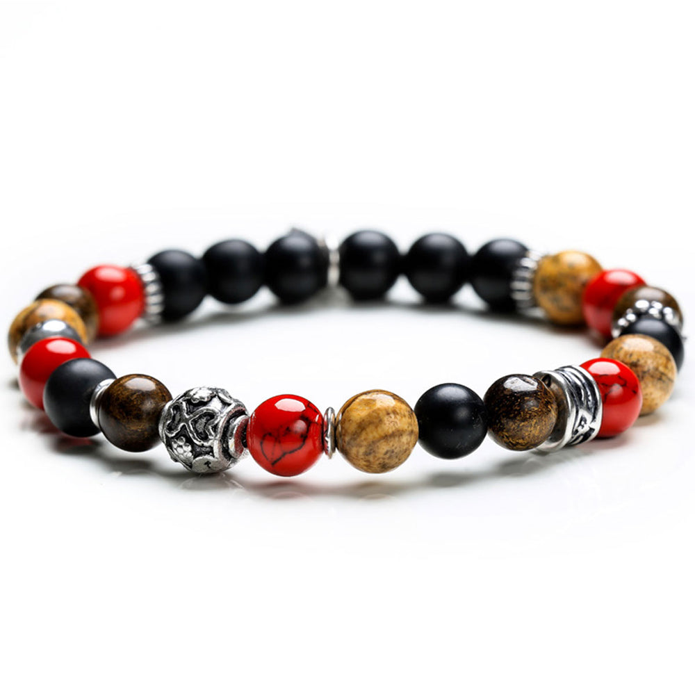 Bracciale Uomo Stone Vesuvius Onice Opaco Argento Ematite Aulite Gerba Gioielli