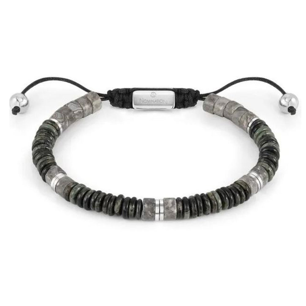 Bracciale Uomo con Pietre Diaspro Grigio Instinct Nomination