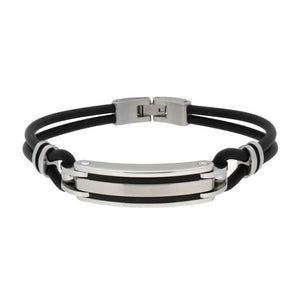 Bracciale Uomo in Acciaio e Gomma Nero Zoppini 