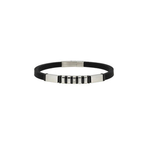Bracciale Uomo in Acciaio e Gomma Nero Zoppini 