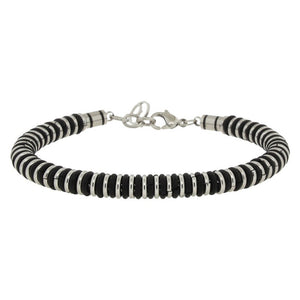 Bracciale Uomo in Acciaio e Vernice Nera con Maglie Zoppini