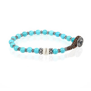 Bracciale Uomo in Argento Lab Aulite Turchese Gerba Gioielli