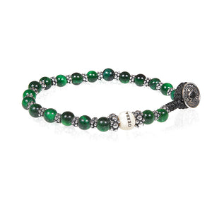Bracciale Uomo in Argento Lab Occhio di Tigre Verde Gerba Gioielli