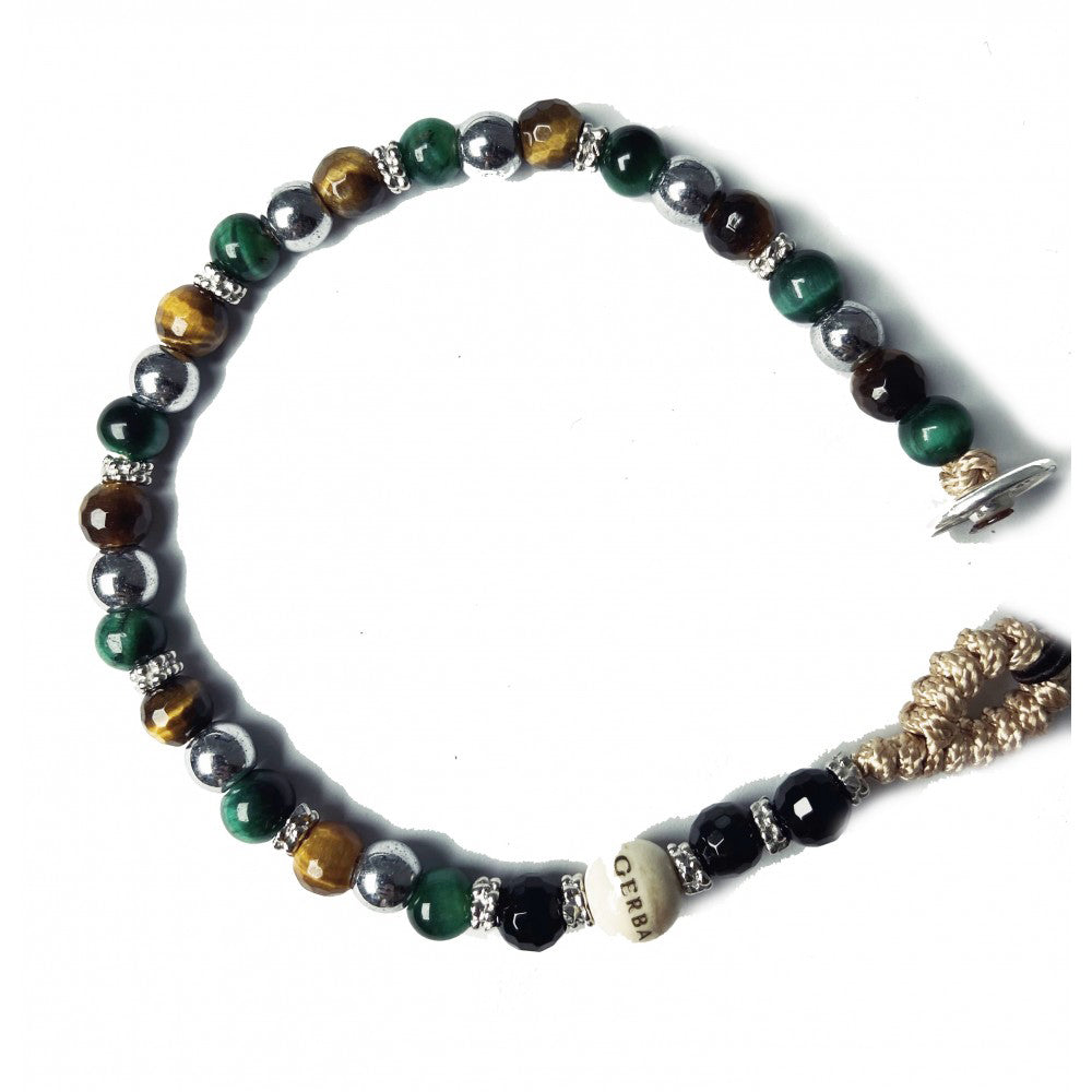 Bracciale Uomo in Argento Occhio di Tigre Gerba Gioielli