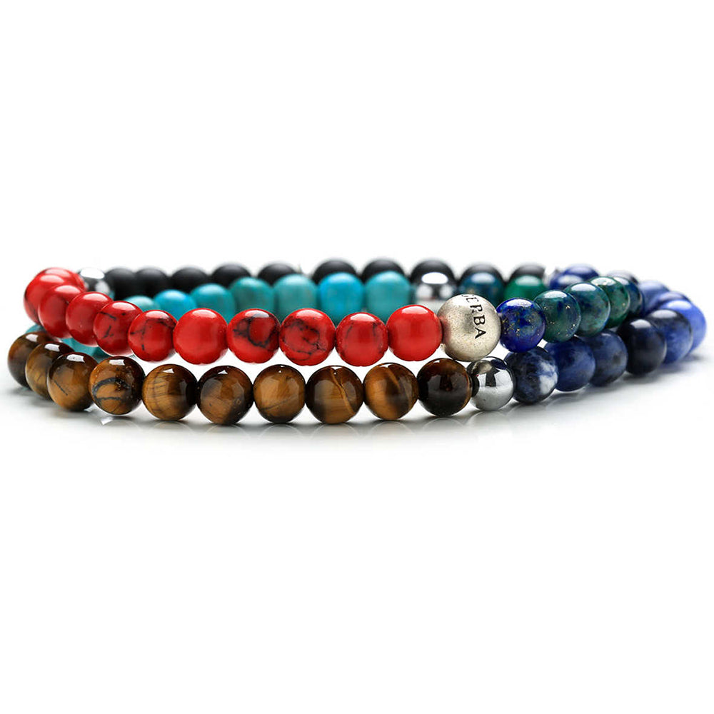 Bracciale Uomo in Argento Stones Colors Double Gerba Gioielli
