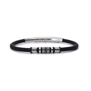 Bracciale Uomo in Argento e Silicone Nero Mabina Gioielli