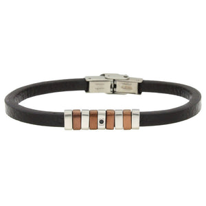 Bracciale Uomo in Cuoio con Zircone Nero Zoppini 