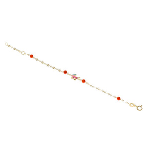 Bracciale con Carrozzina Bambina Battesimo Oro e Corallo