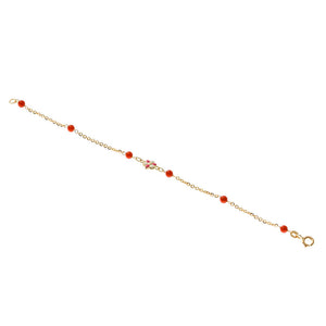 Bracciale con Fiore Bambina Battesimo Oro e Corallo