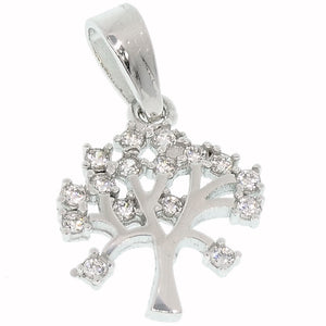 Ciondolo Albero della Vita in Oro Bianco e Zirconi