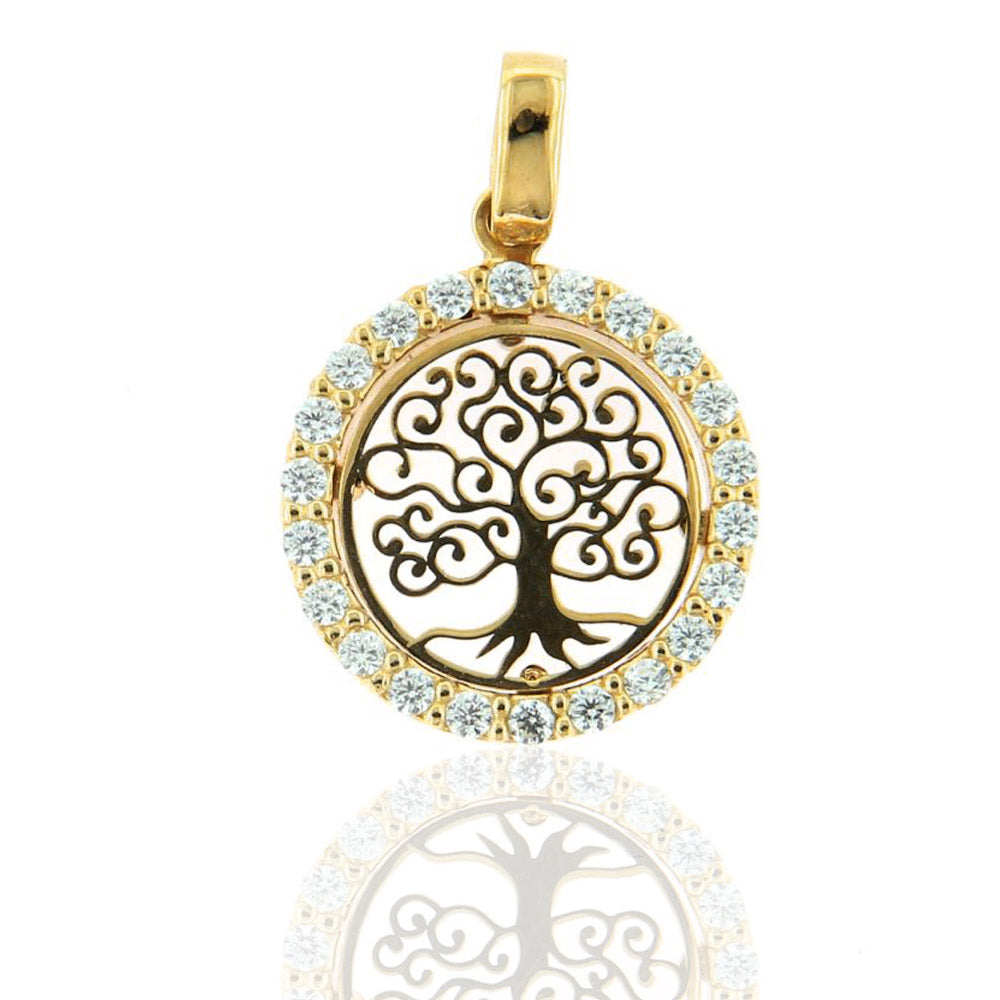Collana Albero Della Vita In Oro 9 Carati | Ciondolo Celtico Con Foglie In Argento | Catena 45 Cm | Alexander Castle