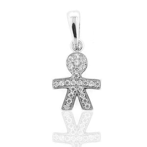 Ciondolo Bambino in Oro Bianco con Zirconi