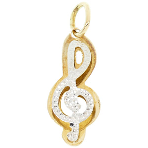 Ciondolo Chiave di Violino in Oro Bianco e Giallo
