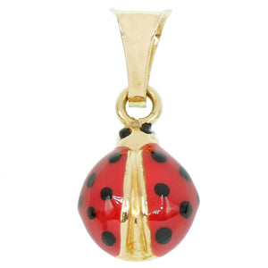 Ciondolo Coccinella in Oro Giallo e Smalto