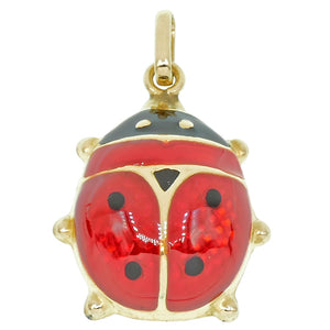 Ciondolo Coccinella in Oro Giallo e Smalto