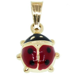 Ciondolo Coccinella in Oro Giallo e Smalto