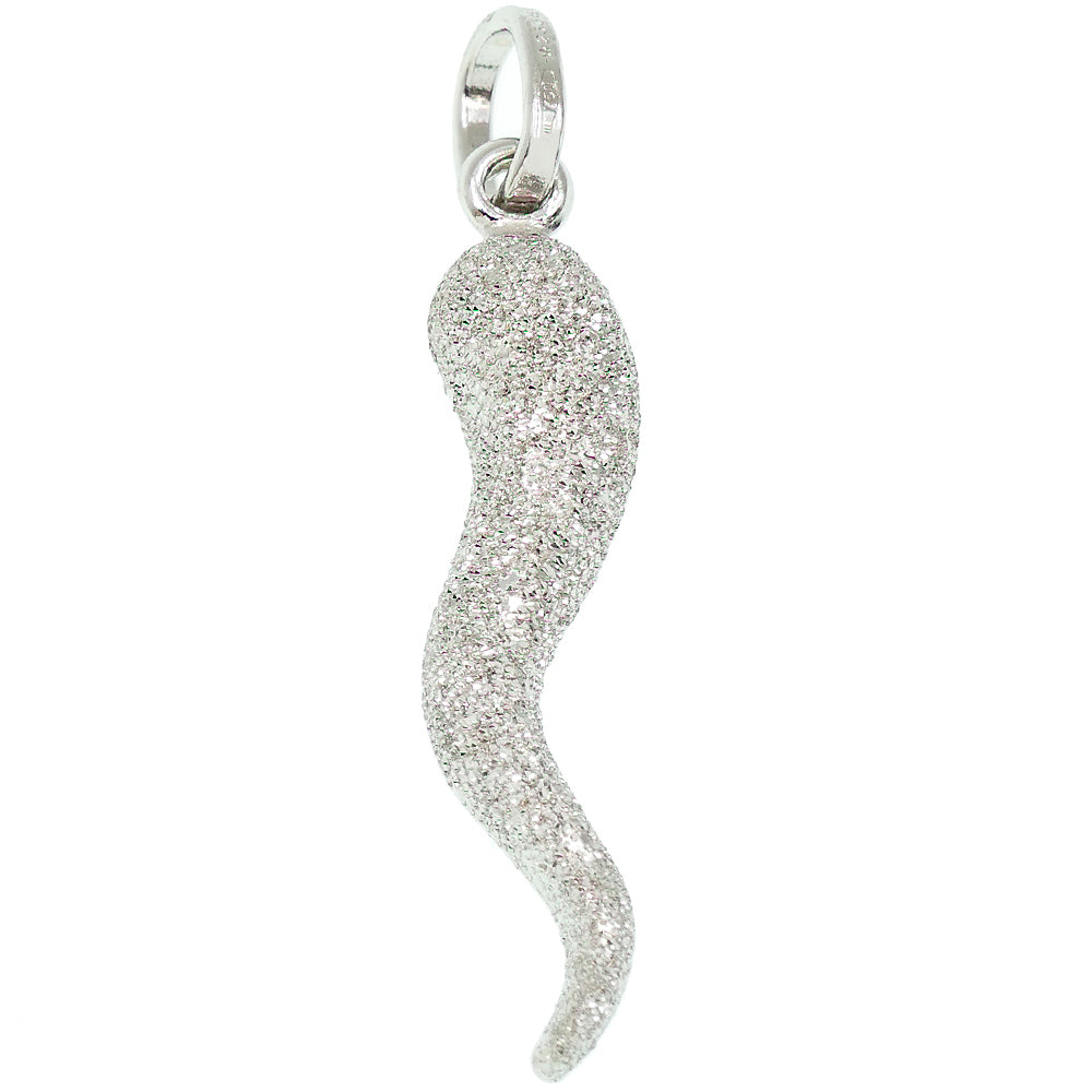 Ciondolo Uomo Cornetto Portafortuna in Oro Bianco