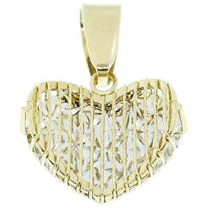 Ciondolo Cuore Traforato in Oro Giallo e Bianco