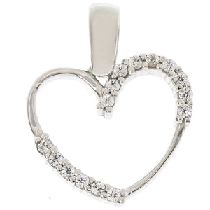 Ciondolo Cuore in Oro Bianco con Zirconi