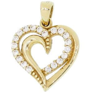 Ciondolo Cuore in Oro Giallo con Zirconi