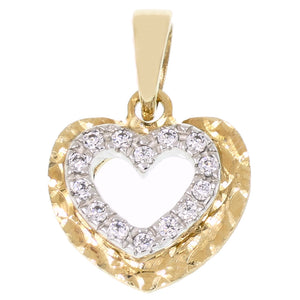Ciondolo Cuore in Oro Giallo e Bianco con Zirconi