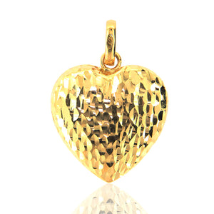 Ciondolo Donna Cuore Double Face in Oro Giallo Diamantato