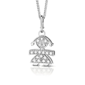 Ciondolo Femminuccia Pavé Oro Bianco con Diamanti LBB012 - Le Bebè   