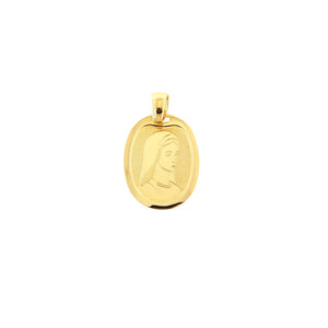 Ciondolo Medaglia Ovale Unisex Immagine Sacra Madonna in Oro Giallo