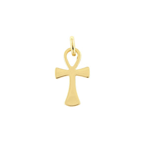 Ciondolo Medaglia Unisex Croce Della Vita in Oro Giallo Lucido