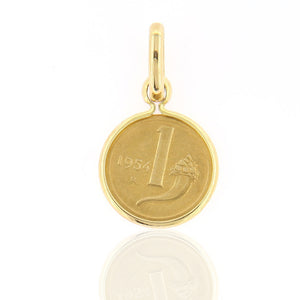 Ciondolo Medaglia Unisex Lira in Oro Giallo