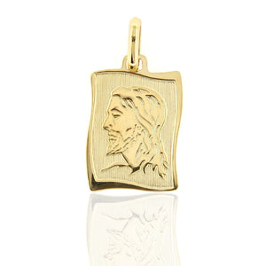 Ciondolo Medaglia Unisex Pergamena con Cristo in Oro Giallo