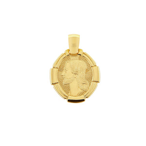 Ciondolo Medaglia Unisex Immagine Sacra Cristo in Oro Giallo