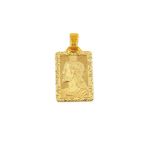 Ciondolo Medaglia Unisex Immagine Sacra Cristo in Oro Giallo