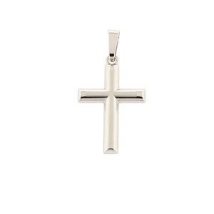 Ciondolo Religioso Unisex Croce in Oro Bianco Lucido e Satinato