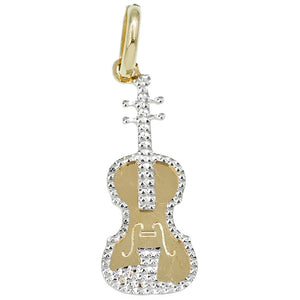 Ciondolo Unisex Chitarra in Oro Giallo e Bianco