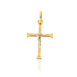 Ciondolo Unisex Croce in Oro Giallo e Cristo in Oro Bianco