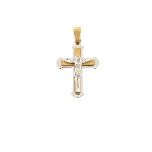 Ciondolo Unisex Crocifisso in Oro Giallo e Bianco