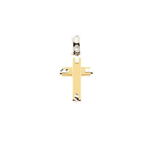 Ciondolo Unisex Crocifisso in Oro Giallo e Bianco Lucido