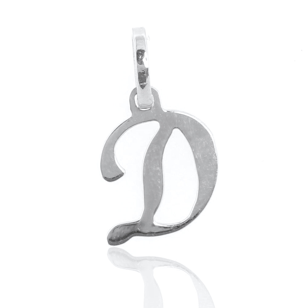 Ciondolo Personalizzato Lettera D Con Moissanite 2 Carati, Argento 925 Placcato Oro Bianco