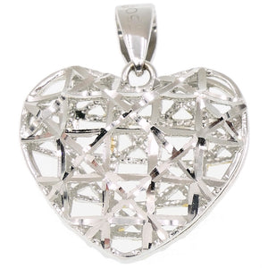 Ciondolo Cuore Traforato in Oro Bianco e Giallo Diamantato