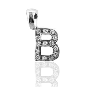 Ciondolo Lettera B in Oro Bianco e Zirconi - 5530V34X800