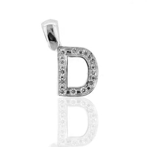 Ciondolo Lettera D in Oro Bianco e Zirconi - 4850V36X800