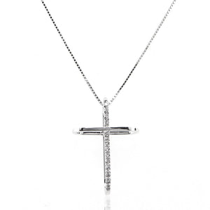 Collana Croce in Oro Bianco con Diamanti Davite & Delucchi