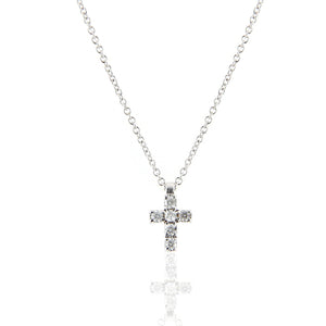 Collana Croce in Oro Bianco con Diamanti Davite & Delucchi