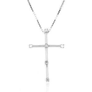 Collana Croce in Oro Bianco e Diamanti