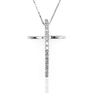 Collana Croce in Oro Bianco e Diamanti