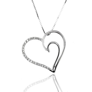 Collana Cuore in Oro Bianco e Diamanti