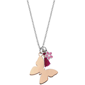 Collana Donna Acciaio Farfalla Rosa Adorable Nomination 